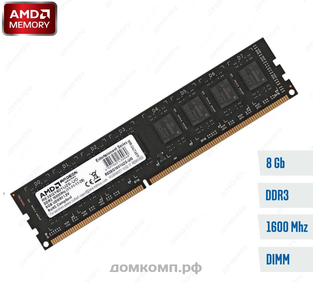 Надежная и быстрая Оперативная память 8 Гб 1600MHz AMD Radeon R5  R538G1601U2SL-U) 1.35V в Оренбурге — Домкомп.рф